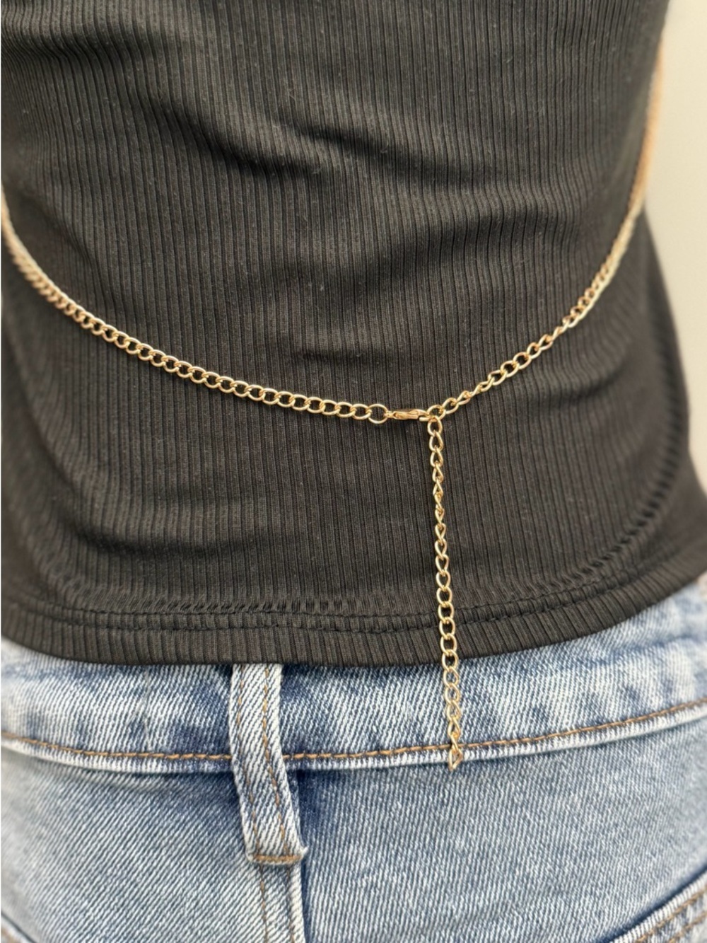 Pearl Body Chain Gold Beaded Body Jewelry Y2K Layered Chest Chain Adjustable - Picture 7 of 7
